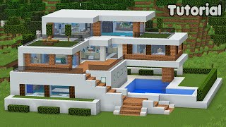 Minecraft Tutorial How to Build a Modern Mansion House  Easy [upl. by Eidlog]