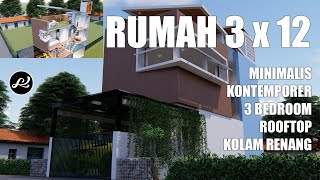 rumah 3x12  rumah minimalis kontemporer  desain split level [upl. by Aloisius]