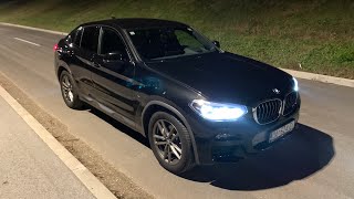 New BMW X4 2021  ADAPTIVE LED lights demonstration amp test M Sport xDrive 20d night drive [upl. by Pirali]