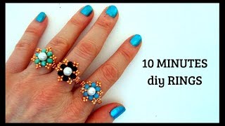 10 minutes DIY RINGS Beading tutorials How to make rings [upl. by Sucramraj]