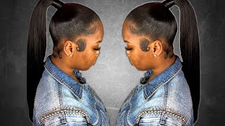 Sleek Mid Ponytail No Part No Swoop Bang [upl. by Harrington]