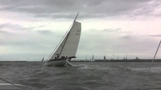 Trimaran Dragonfly 32 overtaking a fast 50 monohull [upl. by Olva80]