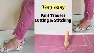 Very Easy Pant Trouser Cutting and StitchingPalazzo Pant Cutting and StitchingFor Beginners [upl. by Ausoj]