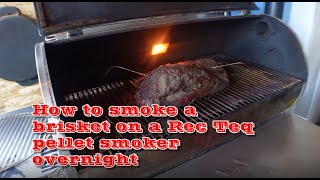 How to smoke a brisket on a rec teq pellet smoker overnight [upl. by Lhadnek857]