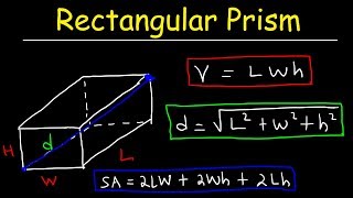 Rectangular Prism  Volume Surface Area and Diagonal Length Rectangles Geometry [upl. by Nabe]