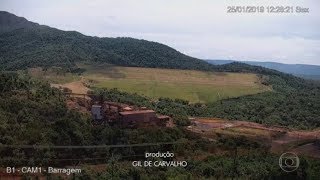 BRUMADINHO MOMENTO EXATO DO ROMPIMENTO DA BARRAGEM Jornal Nacional 01022019 [upl. by Aiehtela]