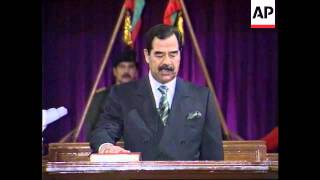 Iraq  Saddam Hussein Sworn In For 7 More Years [upl. by Palm482]