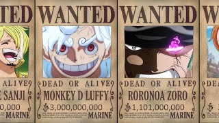 OFFICIAL Straw Hat Pirates New Bounties After Wano Arc One Piece [upl. by Bernadina]