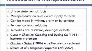 Misrepresentation Lecture 1 of 4 [upl. by Richey]