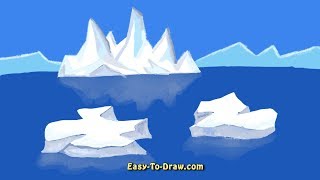 How to draw iceberg floating ice glacier  Easy Step by Step Tutorials [upl. by Coleman386]