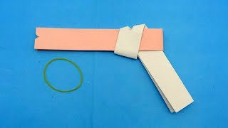 How To Make A Paper Gun That Shoots Rubber Bands  Easy Origami Gun  DIY Paper Gun Making Tutorial [upl. by Spatz441]