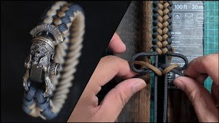 How to make Sanctified Knot Paracord Bracelet with Bead and Shackle Buckle Bracelet By ThreeBrclt [upl. by Leitman]