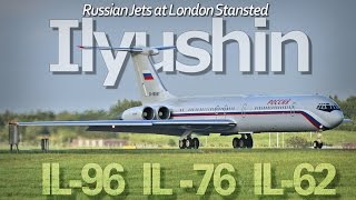 Ilyushin Russian Planes IL62 IL76 IL96 Aeroplanes London Stansted Airport Loud Rare Planespotting [upl. by Anelrats]