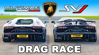 Lamborghini Aventador Ultimae v SVJ DRAG RACE [upl. by Aliakim]