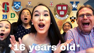 COLLEGE DECISION REACTIONS  16 YEARS OLD  HARVARD YALE PRINCETON COLUMBIA AND MORE  2021 [upl. by Simonne]