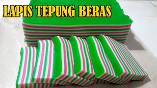 Cara mudah buat lapis bahan dari tepung beras warna warni Resep lapis tepung beras awet dan kenyal [upl. by Keyes]