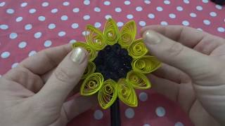 Como hacer un gran girasol de papel  Filigrana Paper quilling sunflower [upl. by Aleakim]