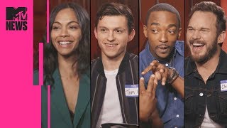 The Avengers Infinity War Cast Play Marvel Trivia  MTV News [upl. by Annahsohs425]