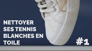 Comment nettoyer ses tennis blanches en toile [upl. by Nnitsuj]