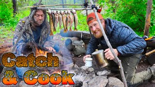 Catch And Cook Brook Trout Day 2 of 30 Day Survival Challenge Canadian Rockies [upl. by Field]