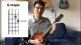 Easy Mandolin Chords  G C D  Beginner Lesson [upl. by Alleinad]