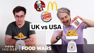 US vs UK Portion Size Differences KFC McDonalds Burger King  Food Wars [upl. by Notac]