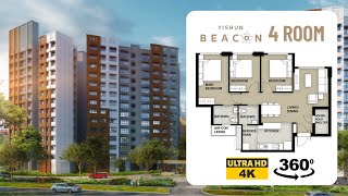 Yishun Beacon 4room Virtual Tour  2022 May Yishun BTO  VR 360 4K [upl. by Alemahs]