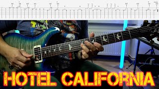 Hotel California  The Eagles  Guitar Solo Lesson with Tabs [upl. by Ellertnom]