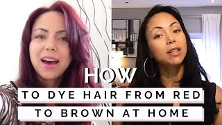 HOW TO DYE HAIR FROM RED TO BROWN AT HOME  ION Color Brilliance Review [upl. by Crowns]