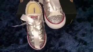 Converse Adorned with Swarovski Crystals Fast Tutorial [upl. by Akirdnwahs]