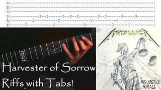 How to play Harvester Of Sorrow Riffs wTabs  Metallica [upl. by Dominus]