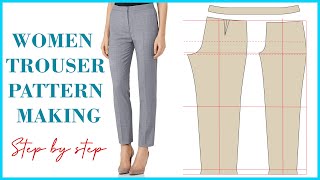 Basic Pant Pattern Drafting For Beginners  How To Make Womens Trouser Pattern Detailed [upl. by Knut]