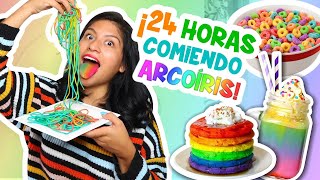 24 HORAS COMIENDO ARCOÍRIS🌈 COMIDA por COLORES Y DIVERTIDA Conny Merlin [upl. by Orv244]