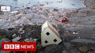 Norway landslide Buildings swept away in Alta disaster  BBC News [upl. by Hnamik]