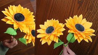 Easy Way To Make Beautiful Paper Sunflower  Paper Craft  Paper Flower  DIY Home Decor [upl. by Bozuwa210]