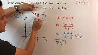 Ecuación de la recta dados dos puntos ymxb Ejercicios 4 y 5  Equation of the line 36 [upl. by Anilat26]