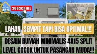 Desain rumah minimalis 4x15 split level [upl. by Enyt]