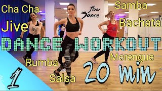 20 Min Beginner Dance Workout  Hustle Salsa Merengue Cha Cha Rumba Samba Jive  Follow Along [upl. by Glovsky179]