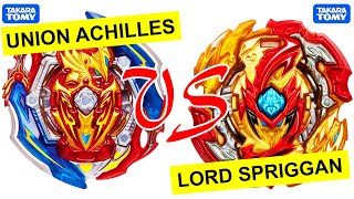 The REAL Epic Battle Union Achilles vs Lord Spriggan Beyblade Burst GT Battle Takara Tomy [upl. by Abran]