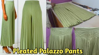 Pleated Palazzo Pants Cutting and Stitching  Plazzo Pant Design  Zara Boutique [upl. by Atlee]