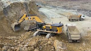 Caterpillar 390D Excavator Loading Trucks  Pyramis Ate [upl. by Hyams994]